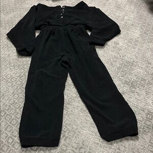 Free People Black Long Sleeve Fleece Jumpsuit